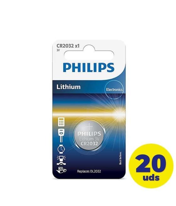 Pack de 20 pilas de botón philips cr2032/ 3v
