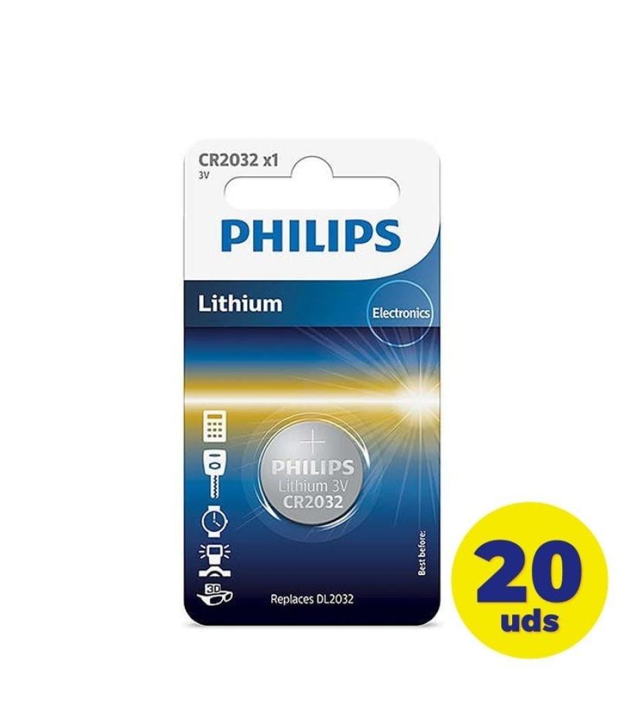 Pack de 20 pilas de botón philips cr2032/ 3v