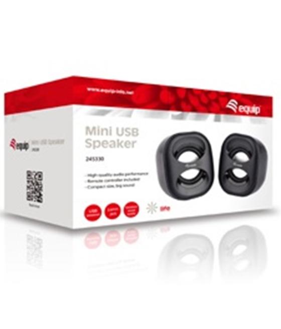 Altavoces 2.0 equip life mini 6w rms color negro y rojo jack 3.5 pulgadas alimetancion usb