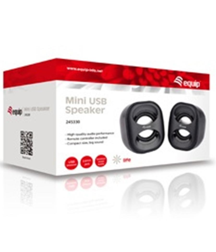 Altavoces 2.0 equip life mini 6w rms color negro y rojo jack 3.5 pulgadas alimetancion usb