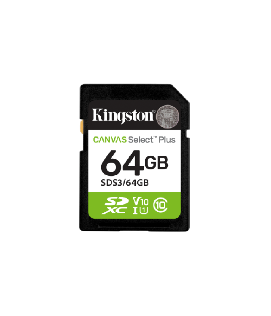 Kingston technology 64 gb sdxc canvas select plus gen3 100 mb/s c10 uhs-i u1 v10
