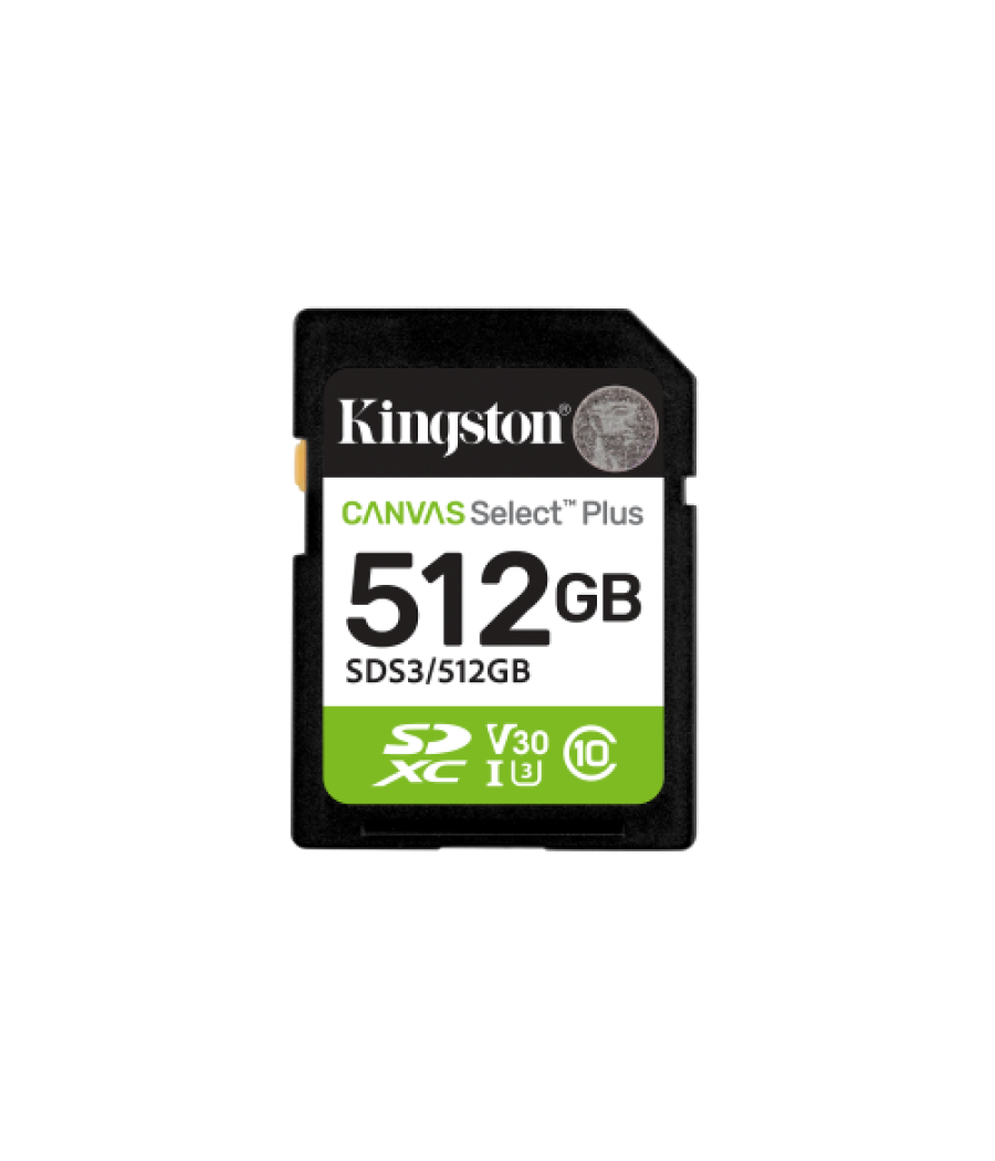 Kingston technology 512 gb sdxc canvas select plus gen3 150 mb/s c10 uhs-i u3 v30