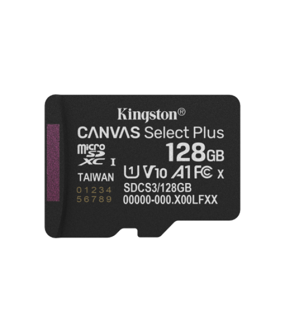 Kingston technology 128gb microsdxc canvas select plus gen3 150mb/s a1 (incluye adaptador de sd)