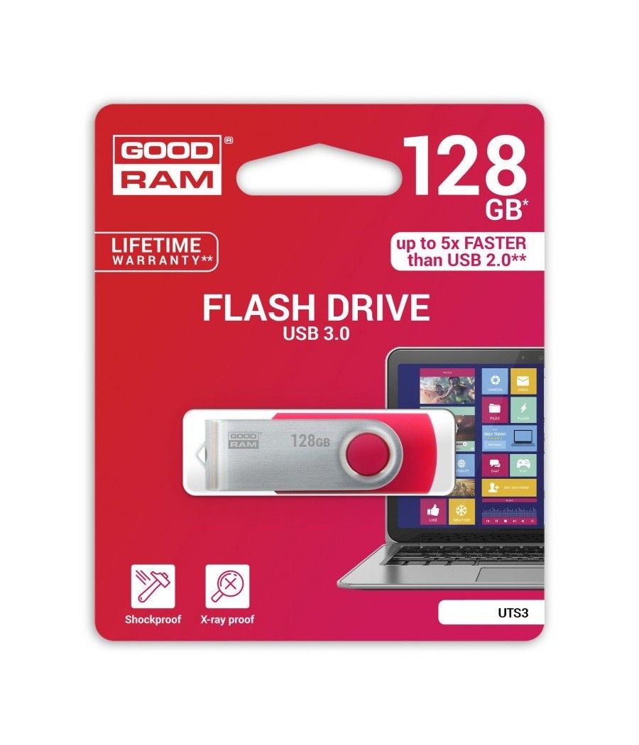 Goodram UTS3 Lápiz USB 128GB USB 3.0 Rojo - Imagen 3