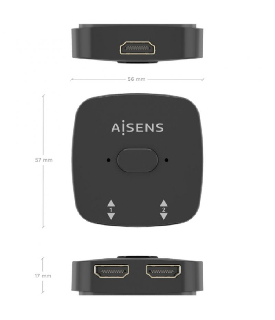 Switch conmutador 4k hdmi 2.0 bidireccional aisens a123-0948 hdmi hembra - 3x hdmi hembra