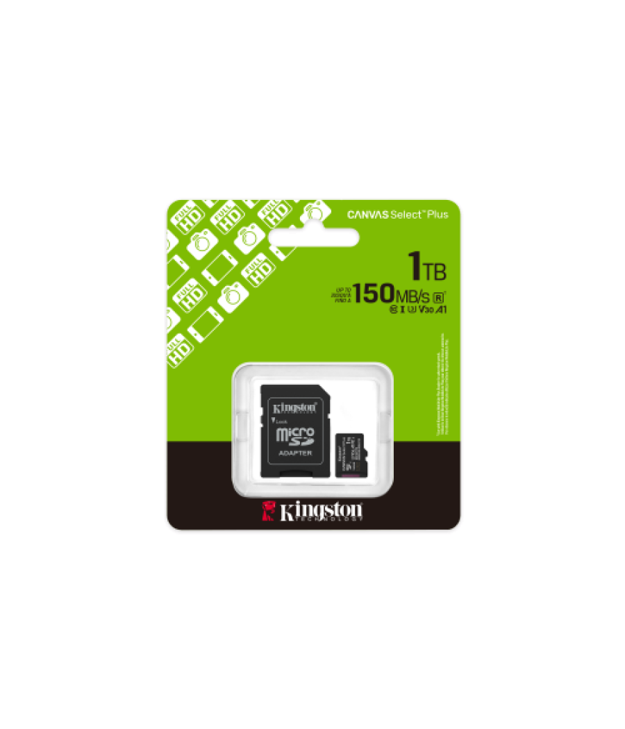 Kingston technology 1tb microsdxc canvas select plus gen3 150mb/s a1 (incluye adaptador de sd)
