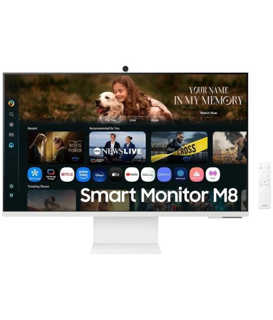 Smart monitor samsung m8 m80f s32fm801uu 32'/ 4k/ multimedia/ regulable en altura/ smart tv/ webcam/ blanco