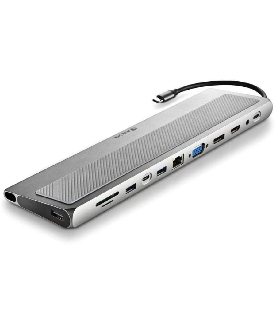 Docking usb tipo-c ngs wonderdock 12 pro/ 3xusb/ 2xhdmi/ 1xvga/ 1xrj45/ 1xlector de tarjetas/ 1xjack 3.5/ 1xusb tipo-c pd/ gris