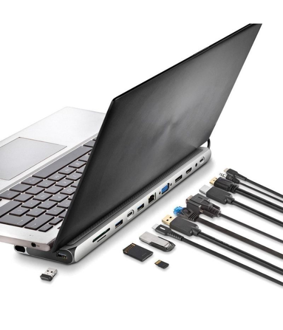 Docking usb tipo-c ngs wonderdock 12 pro/ 3xusb/ 2xhdmi/ 1xvga/ 1xrj45/ 1xlector de tarjetas/ 1xjack 3.5/ 1xusb tipo-c pd/ gris
