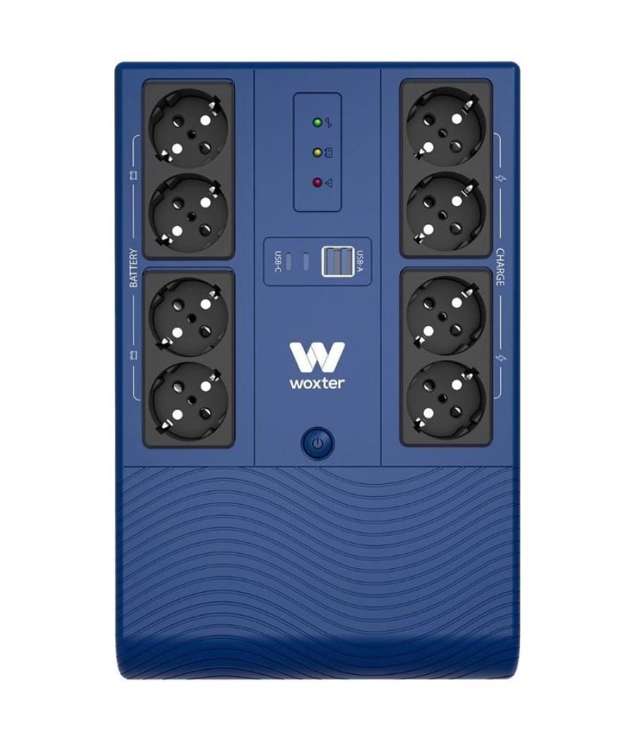 Sai línea interactiva woxter multibase ups 1200 va/ 1200va-720w/ 8 salidas/ formato torre