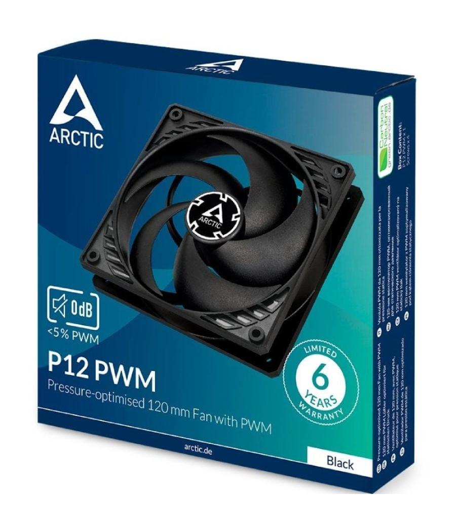 Ventilador arctic p12 pwm pst/ 12cm/ negro
