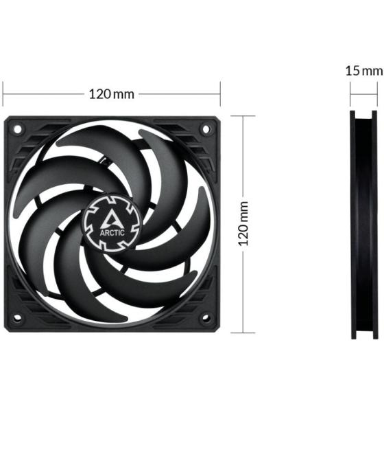 Ventilador arctic p12 slim pwm pst/ 12cm/ negro