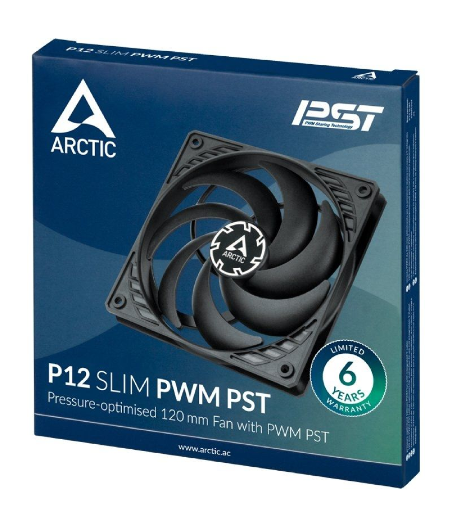 Ventilador arctic p12 slim pwm pst/ 12cm/ negro