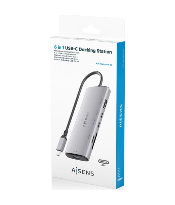 Docking usb tipo-c aisens asuc-6p029-gr/ 1xhdmi/ 1xusb/ 2xusb tipo-c/ 1xlector de tarjetas/ gris