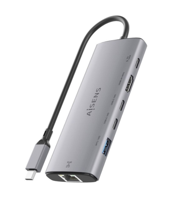 Docking usb tipo-c aisens asuc-6p030-gr/ 1xhdmi/ 1xusb/ 2xusb tipo-c/ 1xrj45/ 1xusb tipo-c pd/ gris