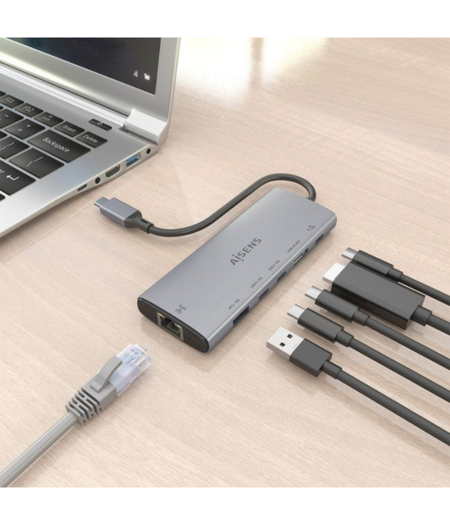 Docking usb tipo-c aisens asuc-6p030-gr/ 1xhdmi/ 1xusb/ 2xusb tipo-c/ 1xrj45/ 1xusb tipo-c pd/ gris