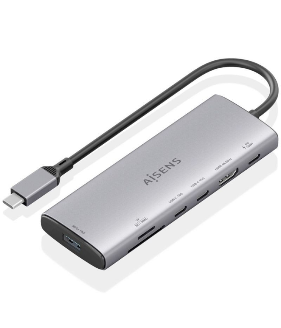 Docking usb tipo-c aisens asuc-7p031-gr/ 1xhdmi/ 1xusb/ 2xusb tipo-c/ 1xlector tarjetas/ 1xusb tipo-c pd/ gris