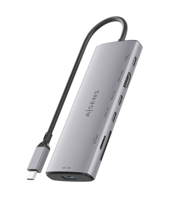 Docking usb tipo-c aisens asuc-7p031-gr/ 1xhdmi/ 1xusb/ 2xusb tipo-c/ 1xlector tarjetas/ 1xusb tipo-c pd/ gris