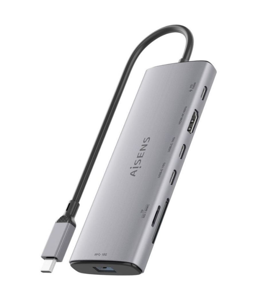 Docking usb tipo-c aisens asuc-7p031-gr/ 1xhdmi/ 1xusb/ 2xusb tipo-c/ 1xlector tarjetas/ 1xusb tipo-c pd/ gris