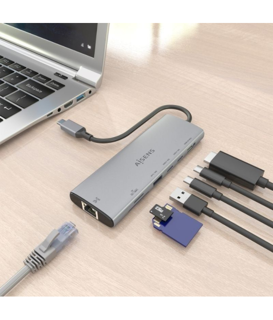 Docking usb tipo-c aisens asuc-7p032-gr/ 1xhdmi/ 1xusb/ 2xusb tipo-c/ 1xrj45/ 1xlector tarjetas/ gris