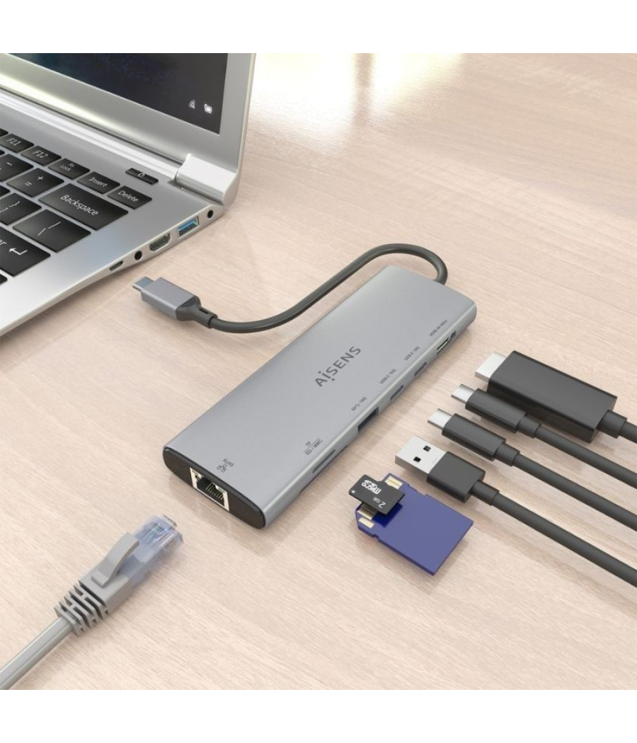 Docking usb tipo-c aisens asuc-7p032-gr/ 1xhdmi/ 1xusb/ 2xusb tipo-c/ 1xrj45/ 1xlector tarjetas/ gris