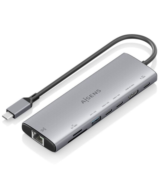 Docking usb tipo-c aisens asuc-8p033-gr/ 1xhdmi/ 1xusb/ 2xusb tipo-c/ 1xrj45/ 1xlector tarjetas/ 1xusb tipo-c pd/ gris