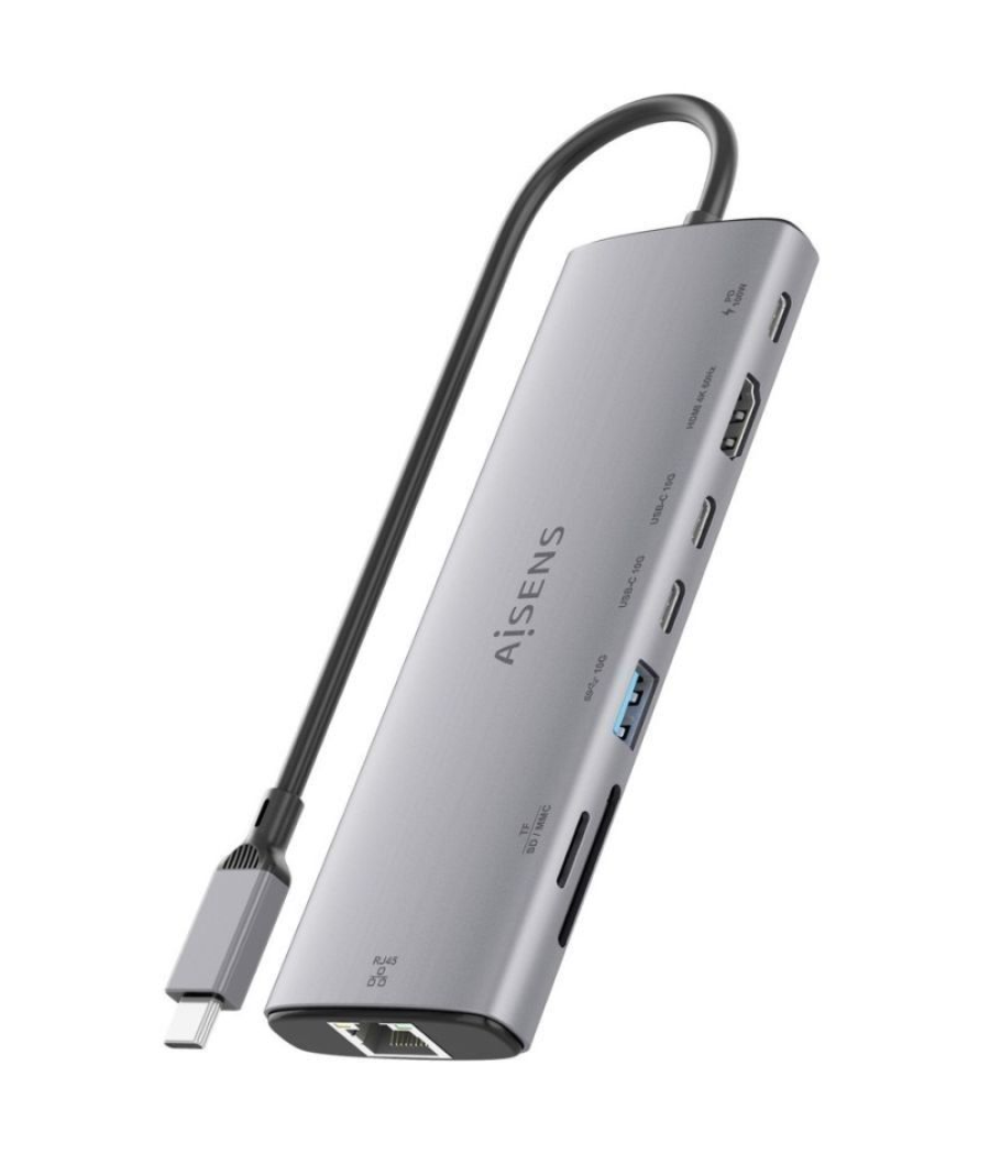 Docking usb tipo-c aisens asuc-8p033-gr/ 1xhdmi/ 1xusb/ 2xusb tipo-c/ 1xrj45/ 1xlector tarjetas/ 1xusb tipo-c pd/ gris