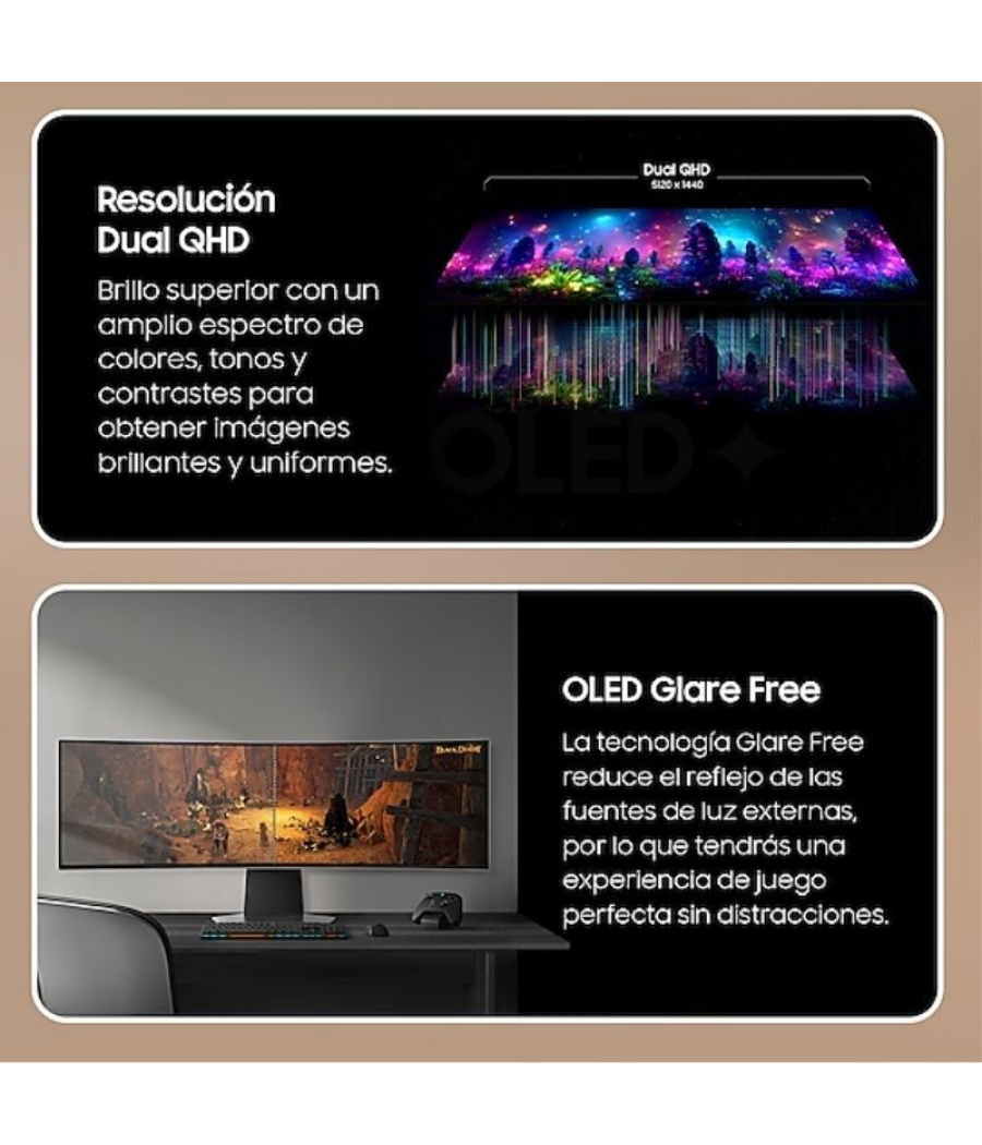 Monitor gaming ultrapanorámico curvo samsung odyssey oled g9 s49dg950su 49'/ dual qhd/ 1ms/ 240hz/ oled/ regulable en altura/ pl