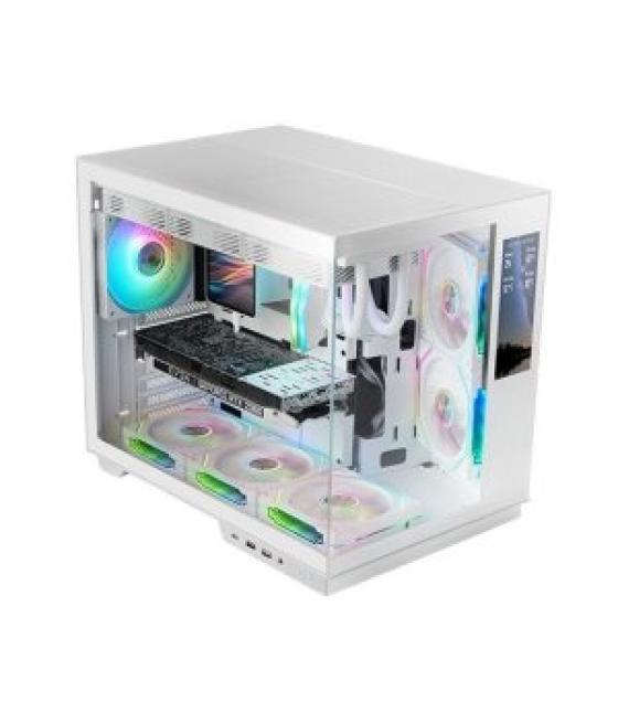 Caja atx cube mars gaming mcmirage blanco cristal continuo lcd gpu 400mm 1x3.5 2x2.5