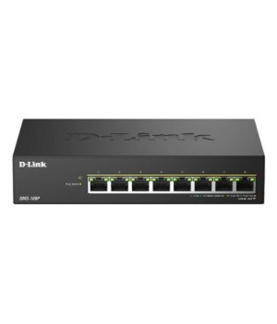 Switch no gestionable dlink dms-108p 8p multigigabit poe++ 2,5g carcasa metalica sobremesa no rack