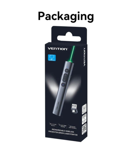 Presentador inalámbrico por bluetooth vention kqjh0/ 2.4ghz/ gris