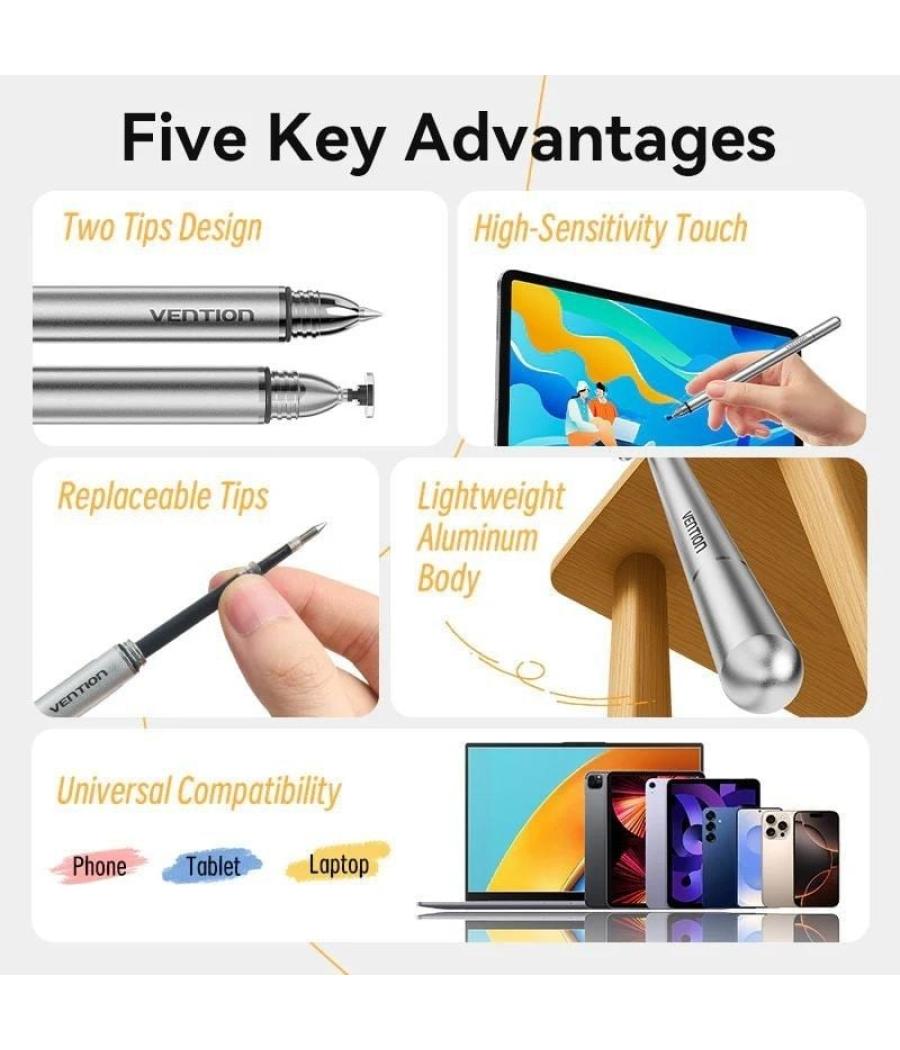 Lápiz óptico vention kqmh0/ universal/ aluminio gris