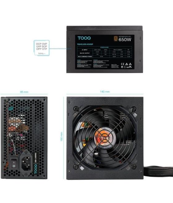 Fuente de alimentación tooq tqhelios-650sp/ 650w/ ventilador 12cm/ 80 plus bronze