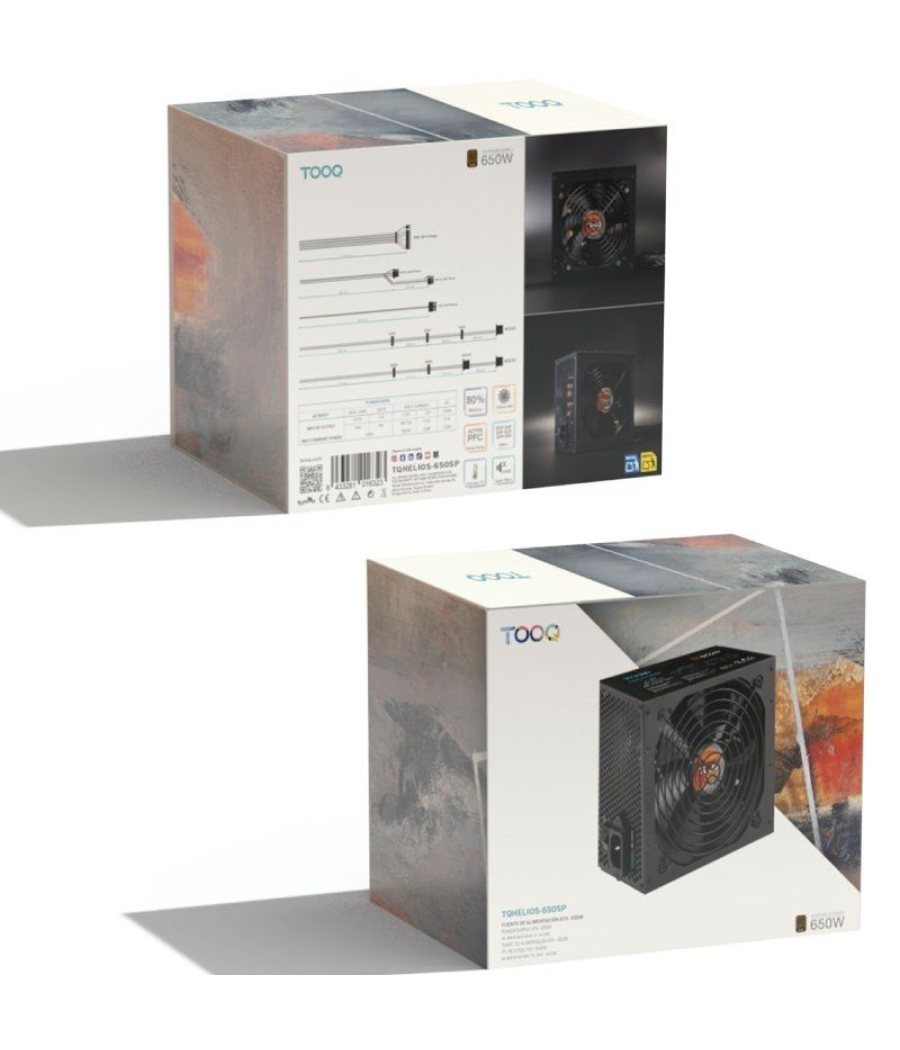 Fuente de alimentación tooq tqhelios-650sp/ 650w/ ventilador 12cm/ 80 plus bronze