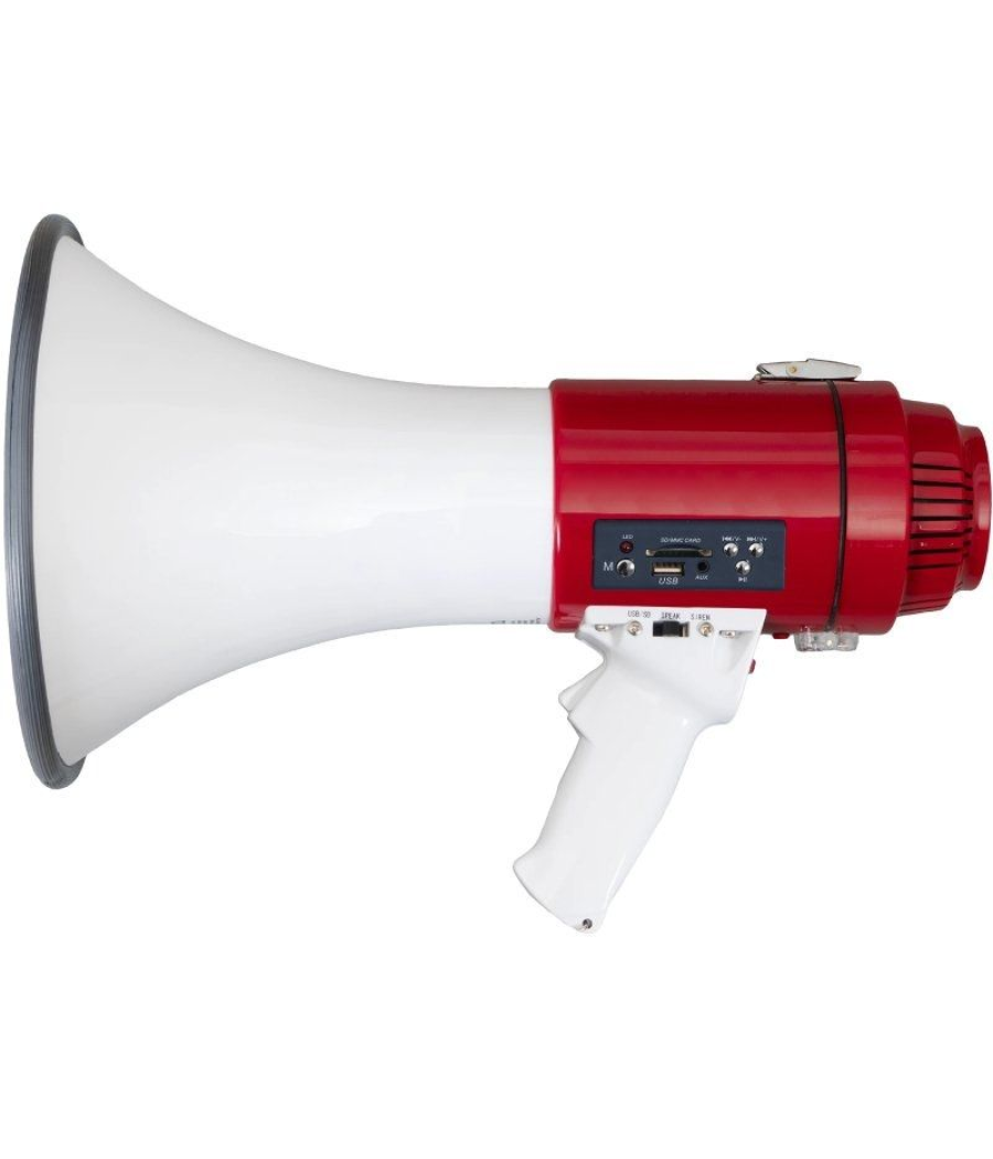 Megáfono con sirena fonestar mf-114su/ 25w/ usb/ sd/ a pilas/ a 12v cc