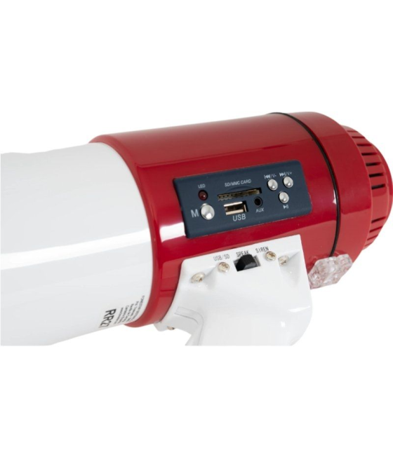 Megáfono con sirena fonestar mf-114su/ 25w/ usb/ sd/ a pilas/ a 12v cc