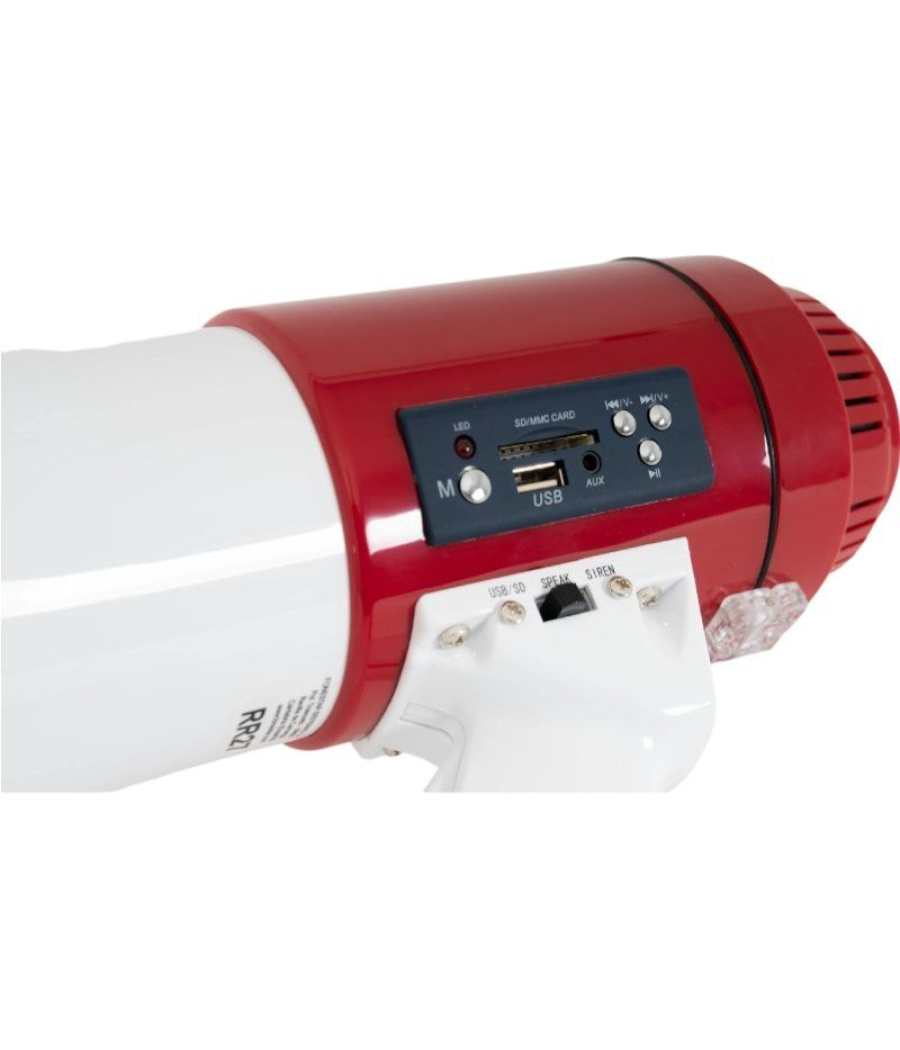 Megáfono con sirena fonestar mf-114su/ 25w/ usb/ sd/ a pilas/ a 12v cc