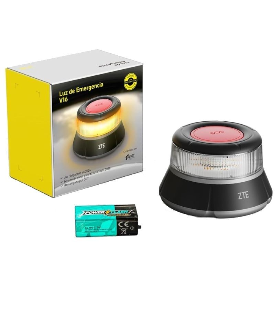 Luz baliza de emergencia para coche zte e1 v16/ homologada/ base imantada/ geolocalizable/ funciona a pilas