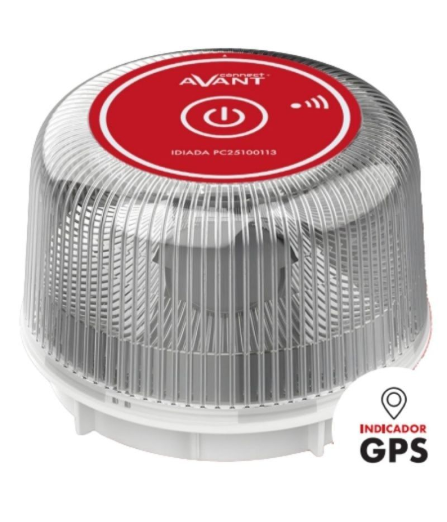 Luz baliza de emergencia para coche avant v16 connected av1201/ homologada/ base imantada/ geolocalizable/ funciona a pilas