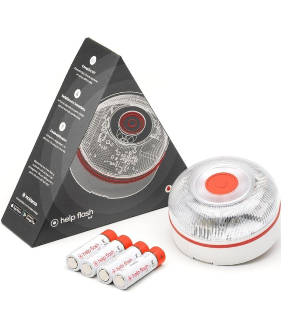 Luz baliza de emergencia para coche help flash v16 connected iot/ homologada/ base imantada/ geolocalizable/ funciona a pilas
