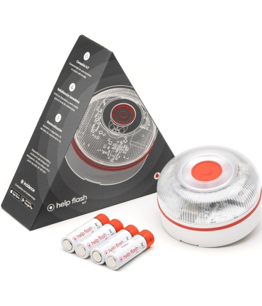 Luz baliza de emergencia para coche help flash v16 connected iot/ homologada/ base imantada/ geolocalizable/ funciona a pilas