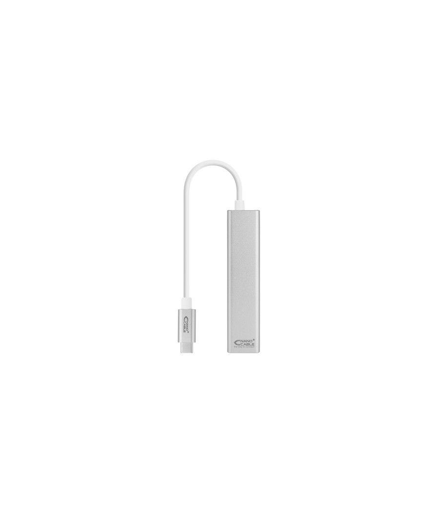 Nanocable Conversor USB-C a Ethernet Gigabit + 3xUSB 3.0, Plata, 15 cm - Imagen 2