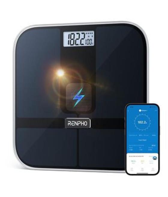Renpho elis solar 2 - smart body scale - ito - ble - 11x11x0.9 inch - black