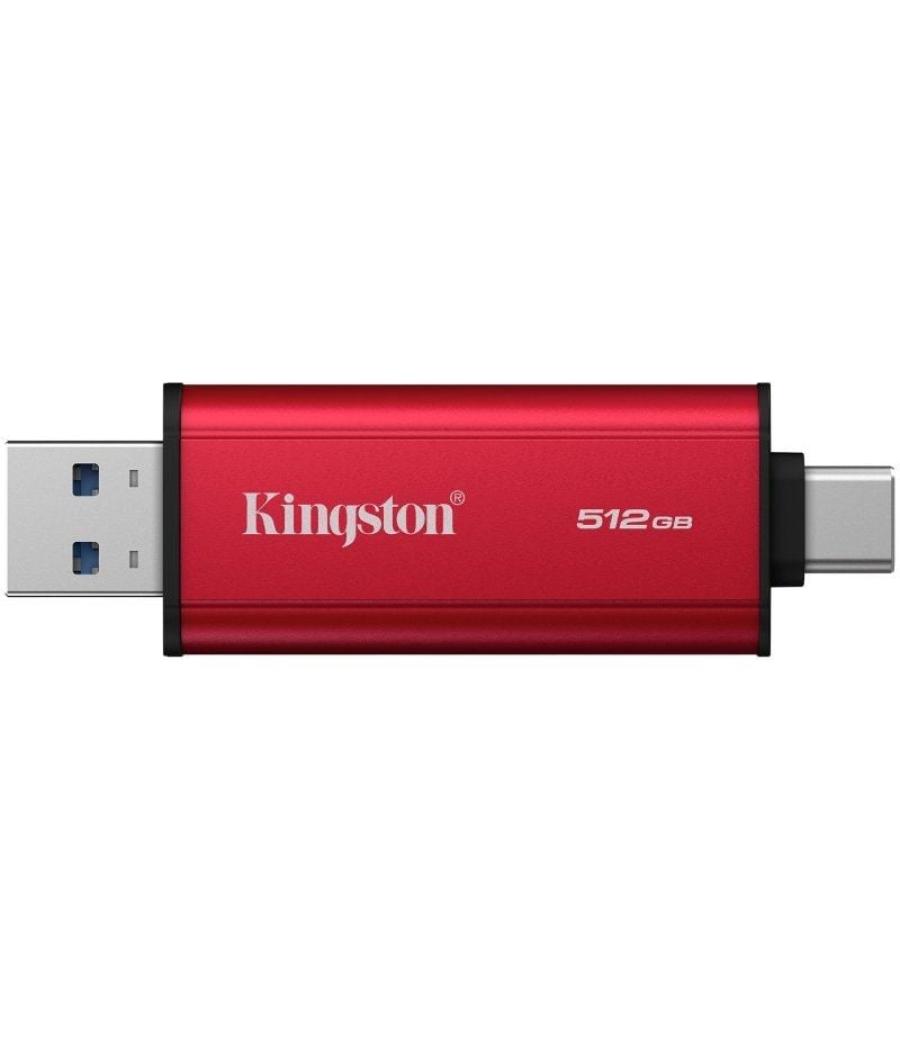 Disco externo ssd kingston dual portable ssd 512gb/ usb tipo-c y usb 3.2/ rojo