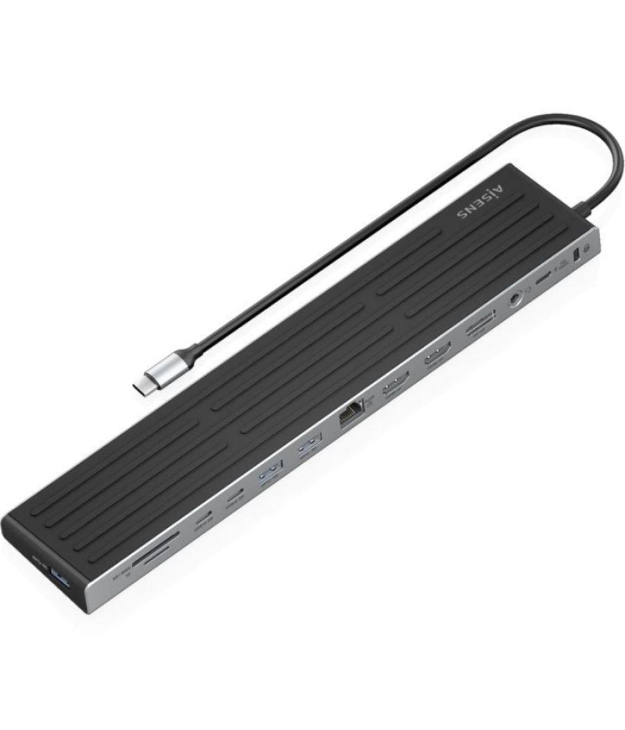 Hub usb tipo-c aisens asuc-13p042-gr/ 2xusb tipo-c/ 1xusb tipo-c pd/ 2xusb/ 2xhdmi/ 1xdisplayport/ 1xlector de tarjetas/ 1xjack 