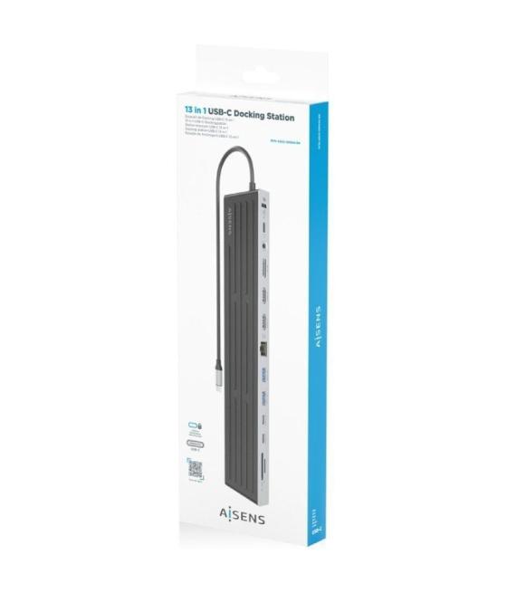 Hub usb tipo-c aisens asuc-13p042-gr/ 2xusb tipo-c/ 1xusb tipo-c pd/ 2xusb/ 2xhdmi/ 1xdisplayport/ 1xlector de tarjetas/ 1xjack 