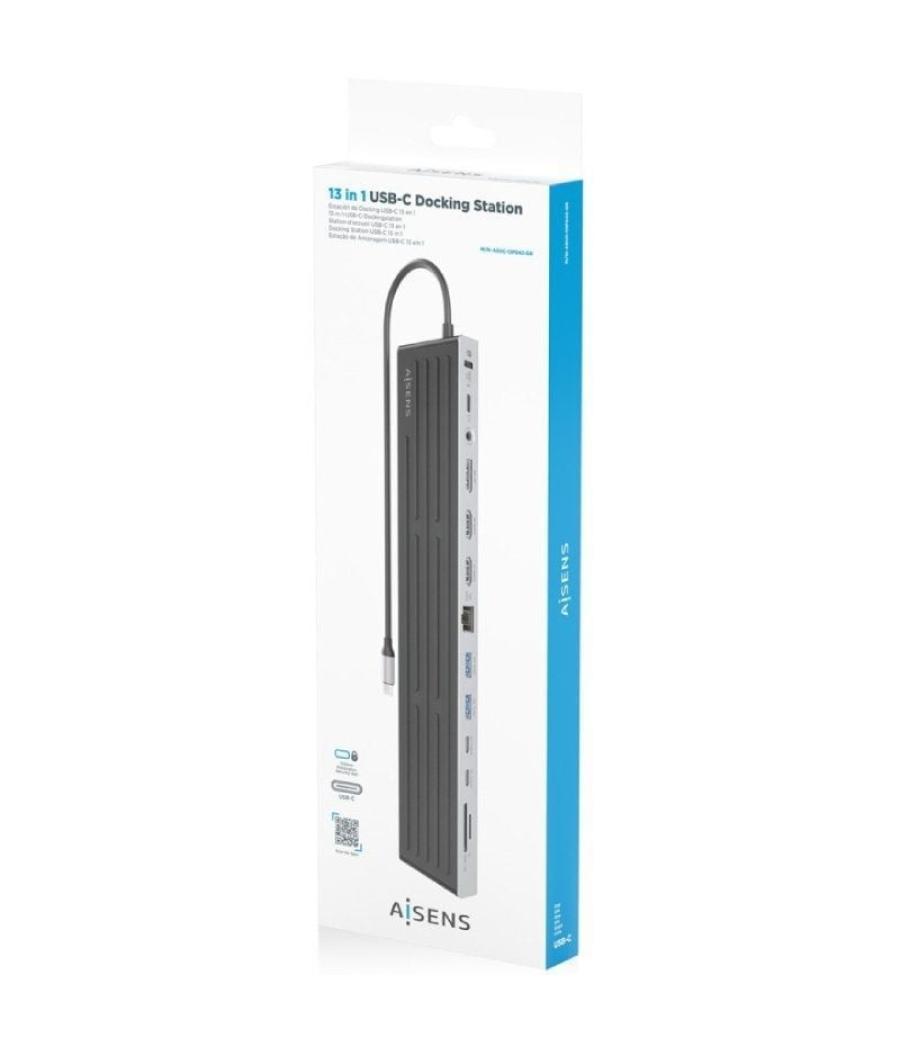 Hub usb tipo-c aisens asuc-13p042-gr/ 2xusb tipo-c/ 1xusb tipo-c pd/ 2xusb/ 2xhdmi/ 1xdisplayport/ 1xlector de tarjetas/ 1xjack 
