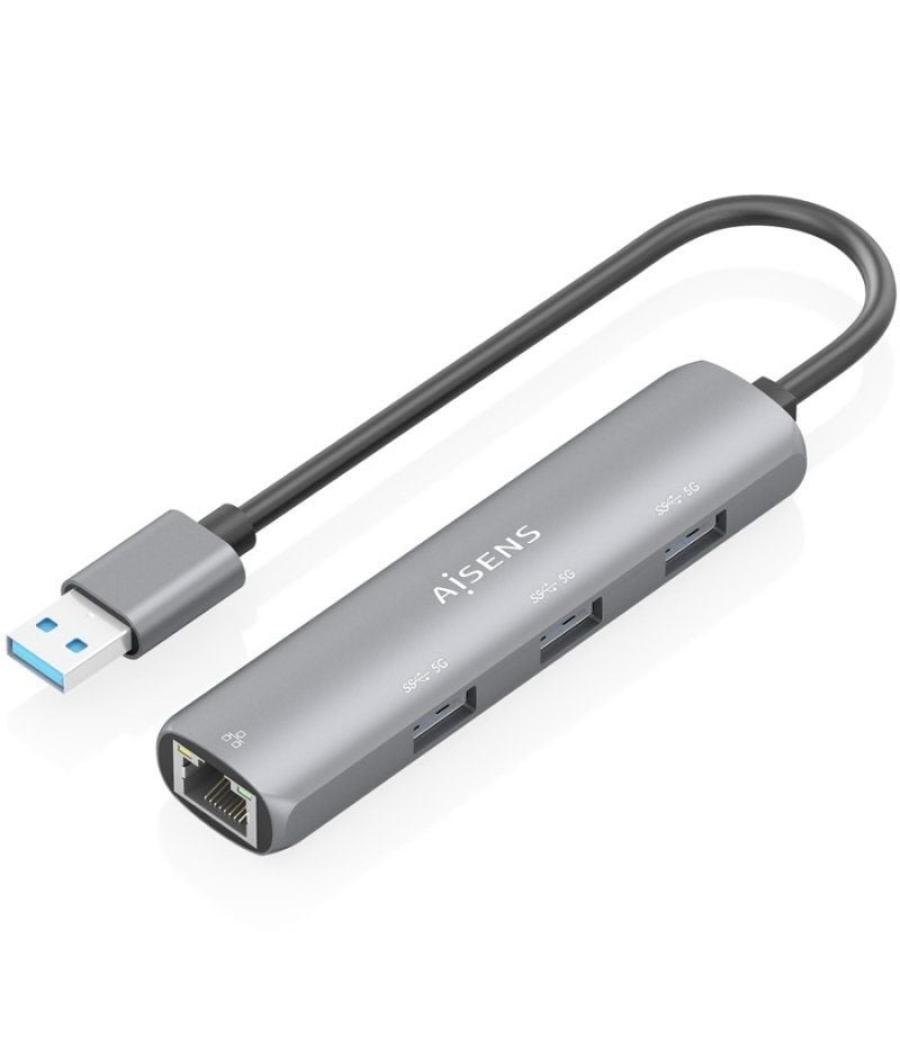 Hub usb aisens asuc-4p034-gr/ 3xusb/ 1xrj45/ gris
