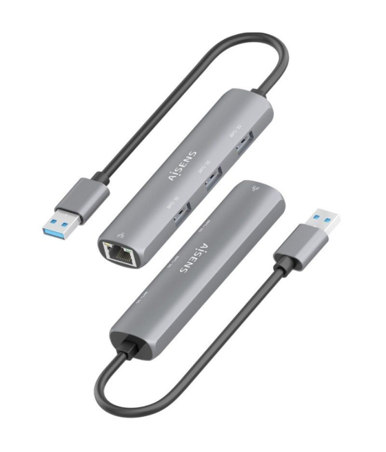 Hub usb aisens asuc-4p034-gr/ 3xusb/ 1xrj45/ gris