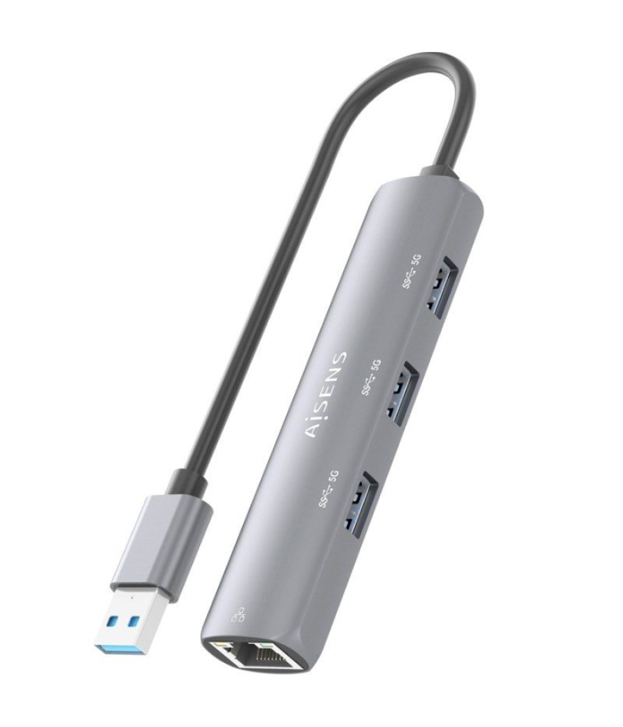 Hub usb aisens asuc-4p034-gr/ 3xusb/ 1xrj45/ gris